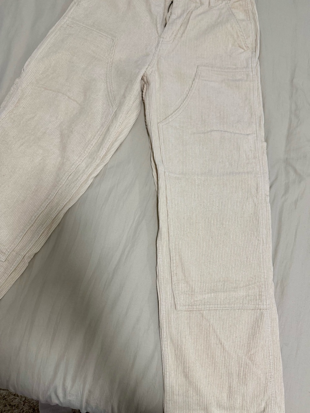 Zara Men's Cream/Ecru Corduroy Carpenter Pants (USA 30) - Picture 3 of 5